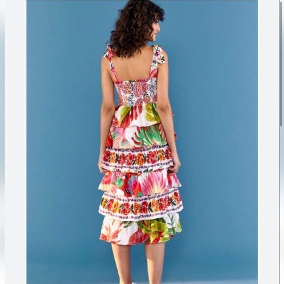 NEW Farm Rio Mixed White Prints Layered Dress Size Medium - Picture 3 of 11